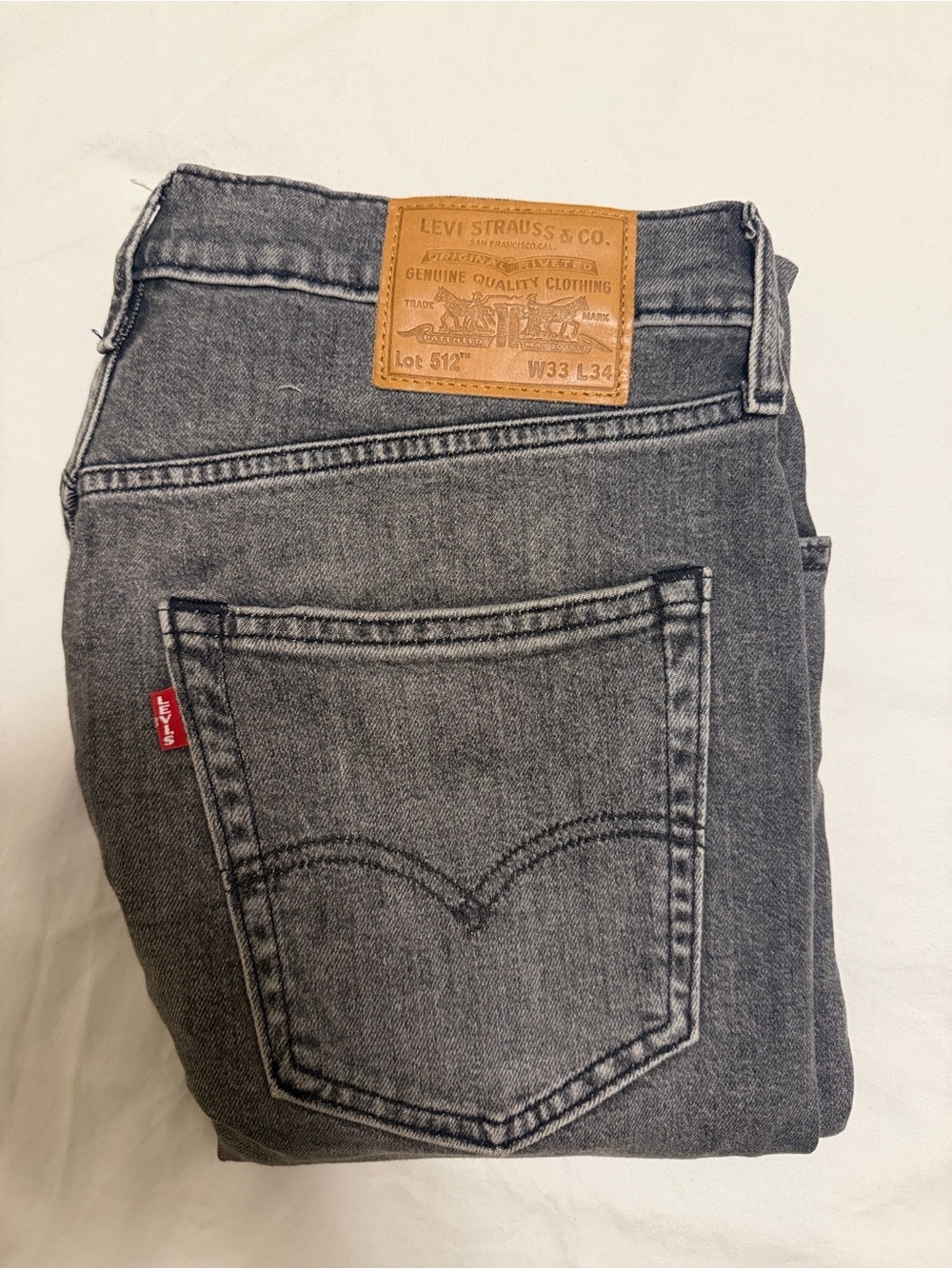 Levi's Men's Gray Slim Straight Jeans with Leather Patch